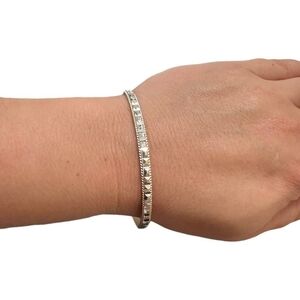 Women's Bracelet Dimond Cut Gold & Silver Tone Bangle Bracelet Costume Jewelry